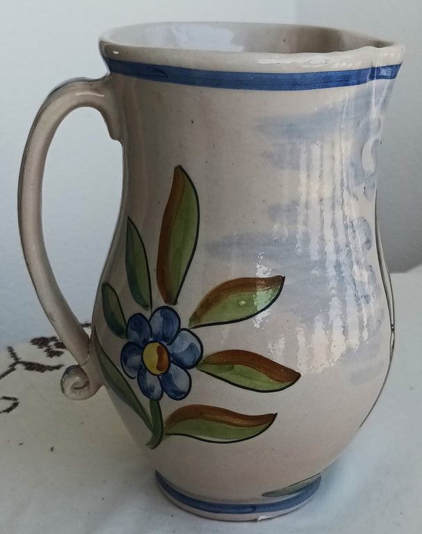 2 Litre Spanish Faience Jug 1d