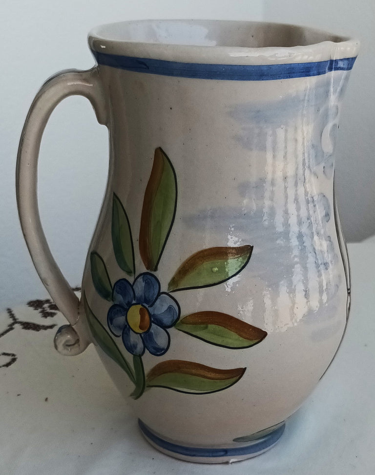 2 Litre Spanish Faience Jug 1d
