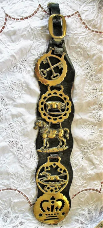 Antique English Victorian Five Brass Martingale