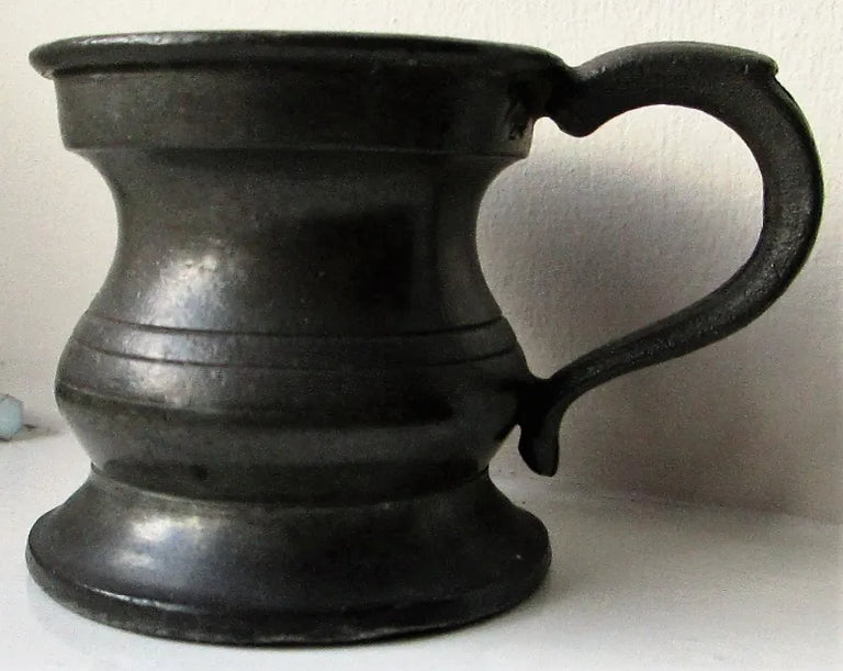 Antique English 1/6 Gill Pewter Baluster Measure