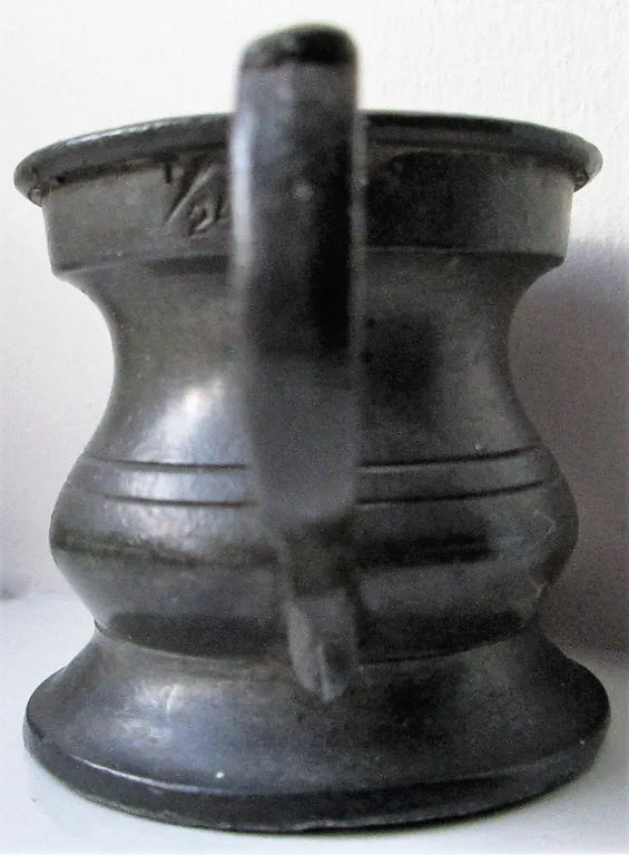 Antique English 1/6 Gill Pewter Baluster Measure