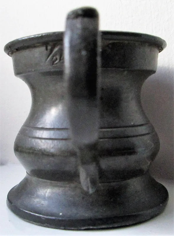 Antique English 1/6 Gill Pewter Baluster Measure