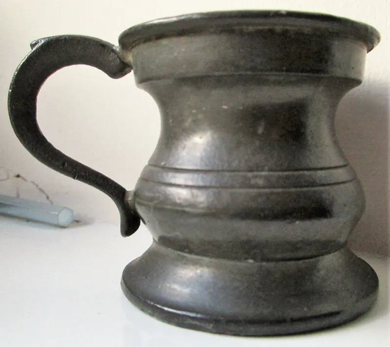 Antique English 1/6 Gill Pewter Baluster Measure