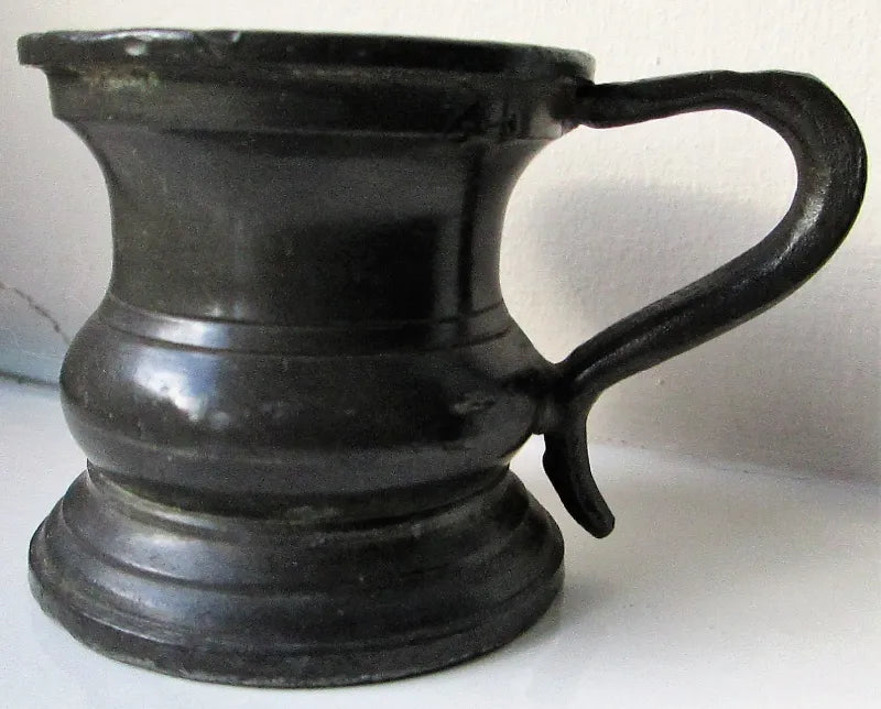 Antique English 1/6 Gill Pewter Baluster Measure ~ Harry Mason