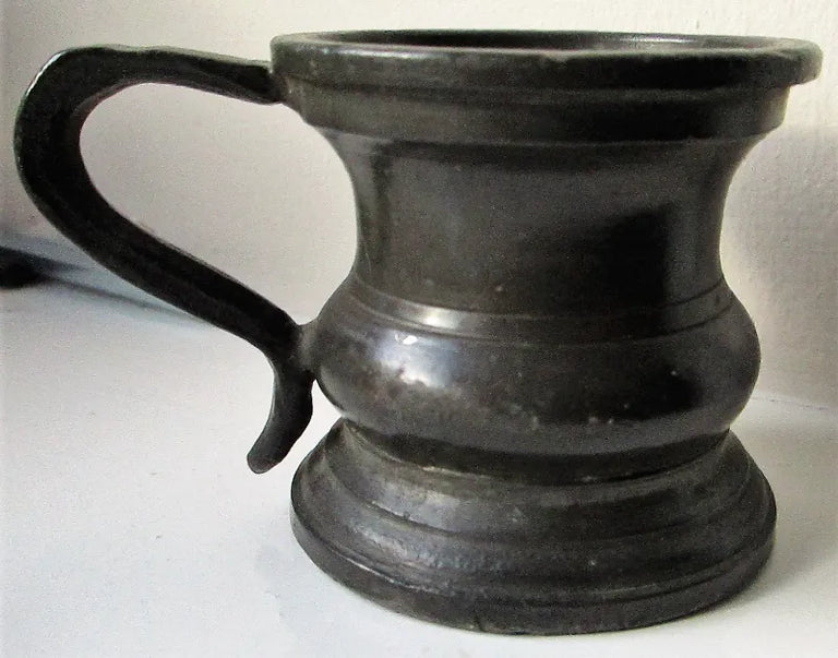 Antique English 1/6 Gill Pewter Baluster Measure ~ Harry Mason