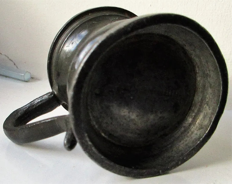 Antique English 1/6 Gill Pewter Baluster Measure ~ Harry Mason