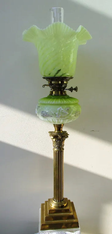Antique English Victorian Brass Oil Lamp