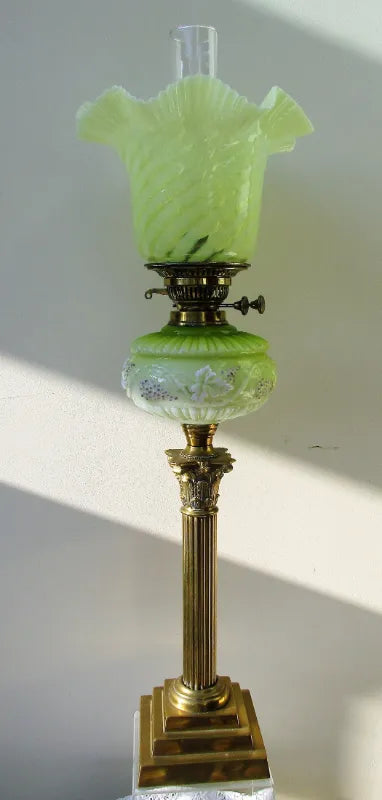 Antique English Victorian Brass Oil Lamp