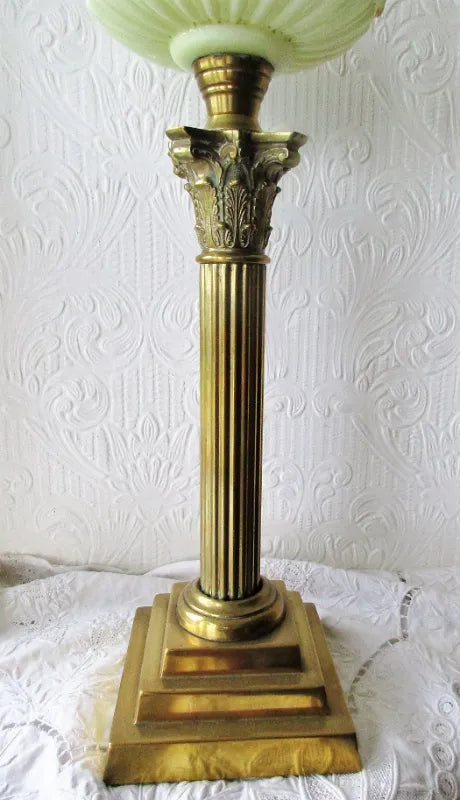 Antique English Victorian Brass Oil Lamp