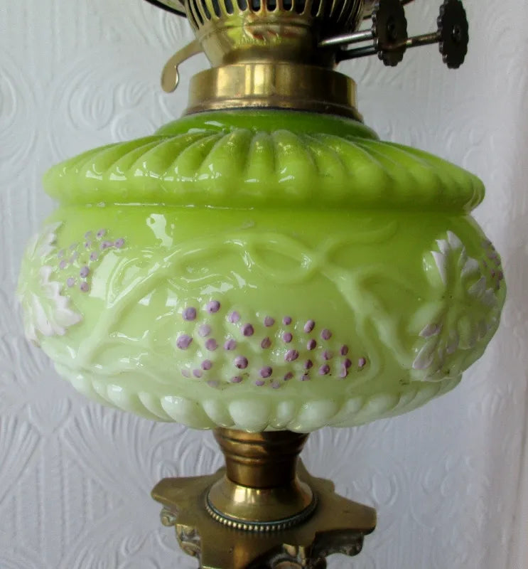 Antique English Victorian Brass Oil Lamp