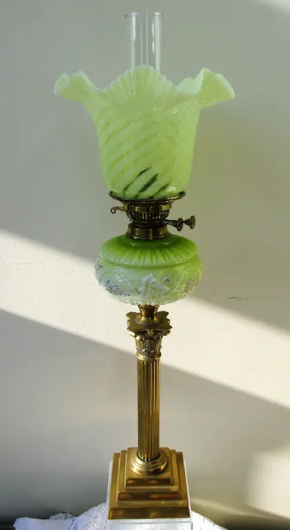 Antique English Victorian Brass Oil Lamp