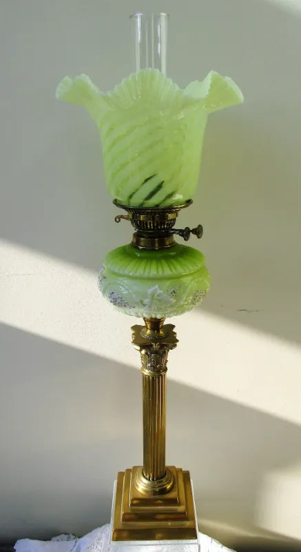 Antique English Victorian Brass Oil Lamp