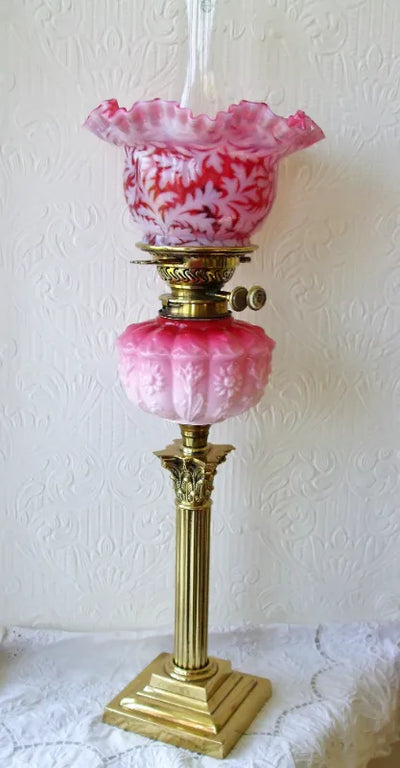 Antique English Victorian Brass Oil Lamp