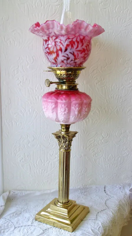 Antique English Victorian Brass Oil Lamp
