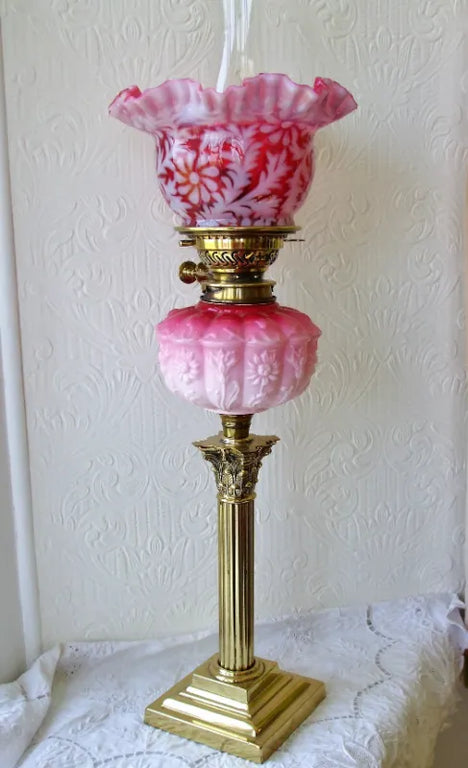 Antique English Victorian Brass Oil Lamp