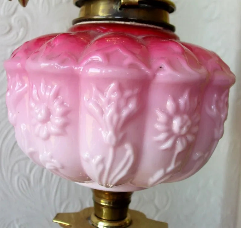 Antique English Victorian Brass Oil Lamp
