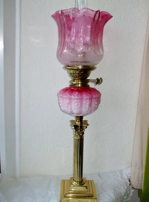 Antique English Victorian Brass Oil Lamp