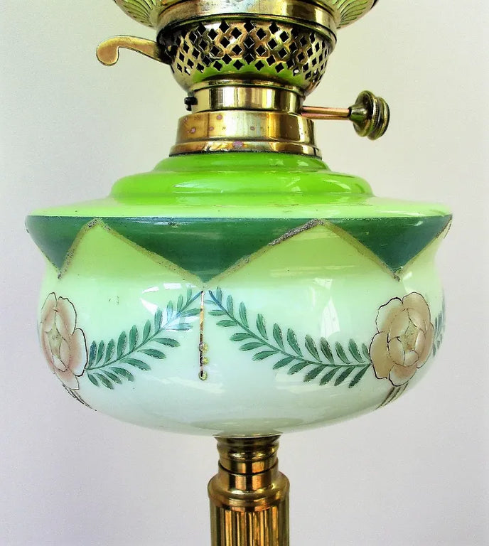 Antique English Victorian Brass Oil Lamp