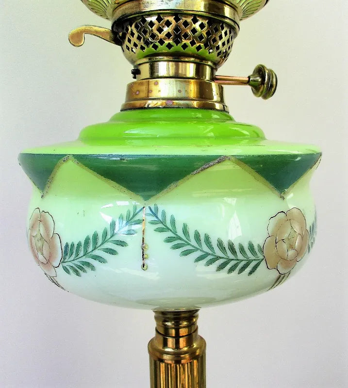 Antique English Victorian Brass Oil Lamp