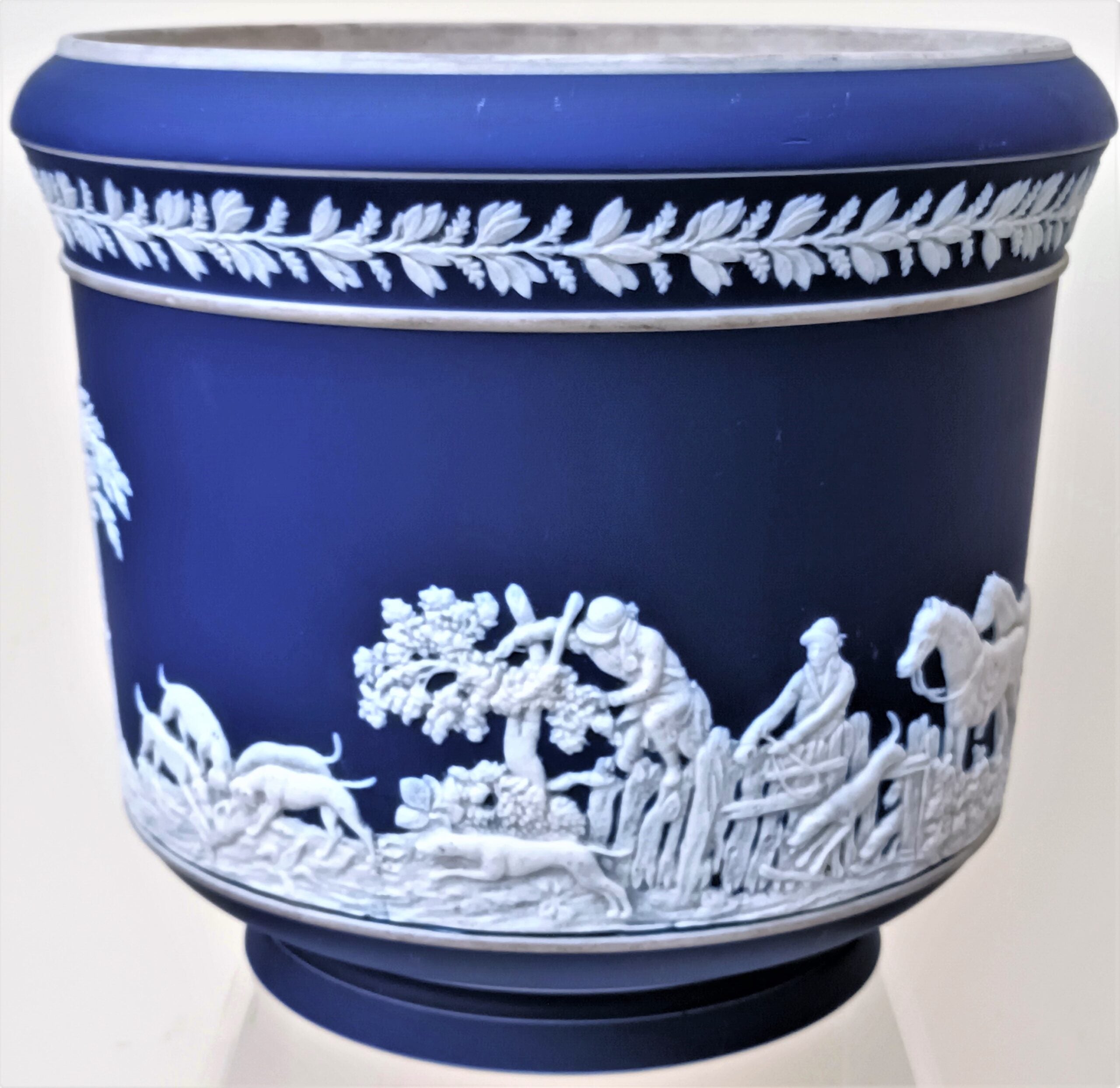 Antique English Victorian Blue Jasper Ware Jardiniere ~ William