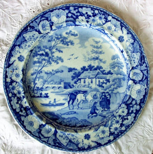 Antique Georgian Blue & White Transfer "Native" Plate ~ William Adams