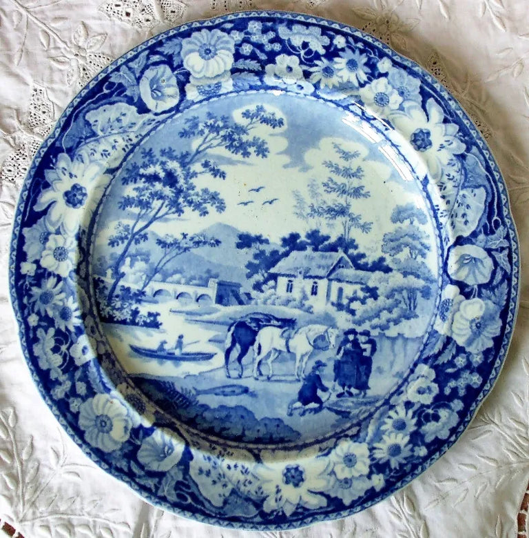 Antique Georgian Blue & White Transfer 