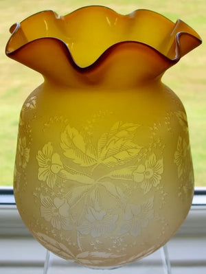 Antique English Victorian Amber Glass Lampshade