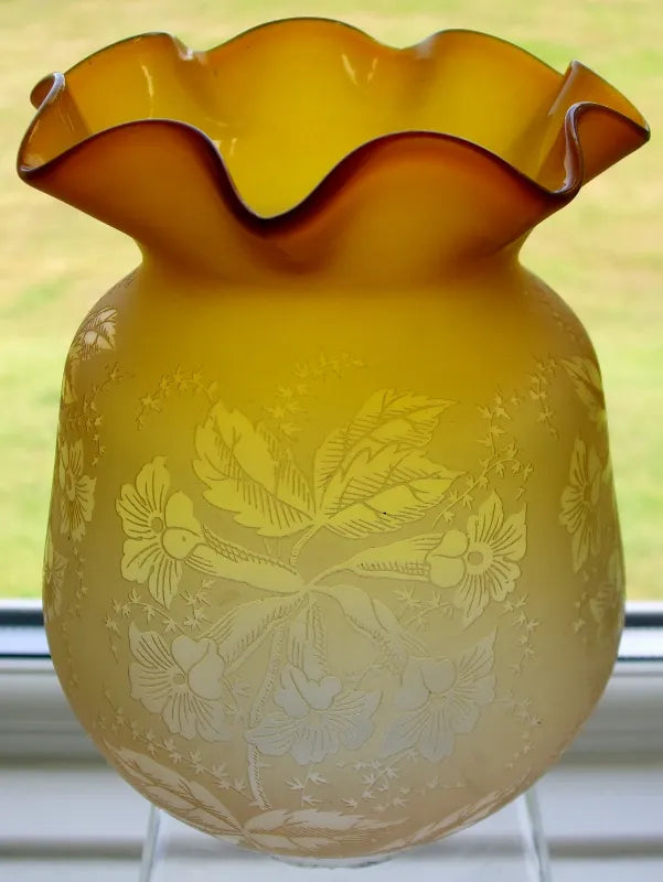 Antique English Victorian Amber Glass Lampshade
