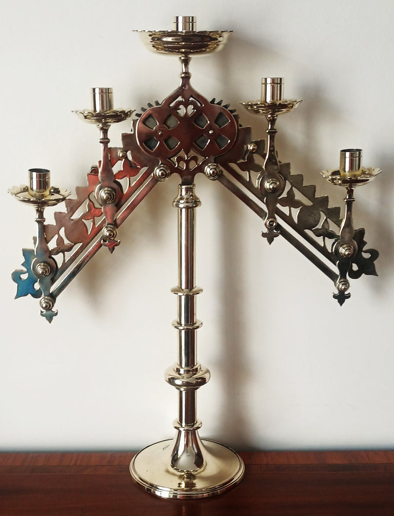 Antique Victorian Articulated Brass Candelabra