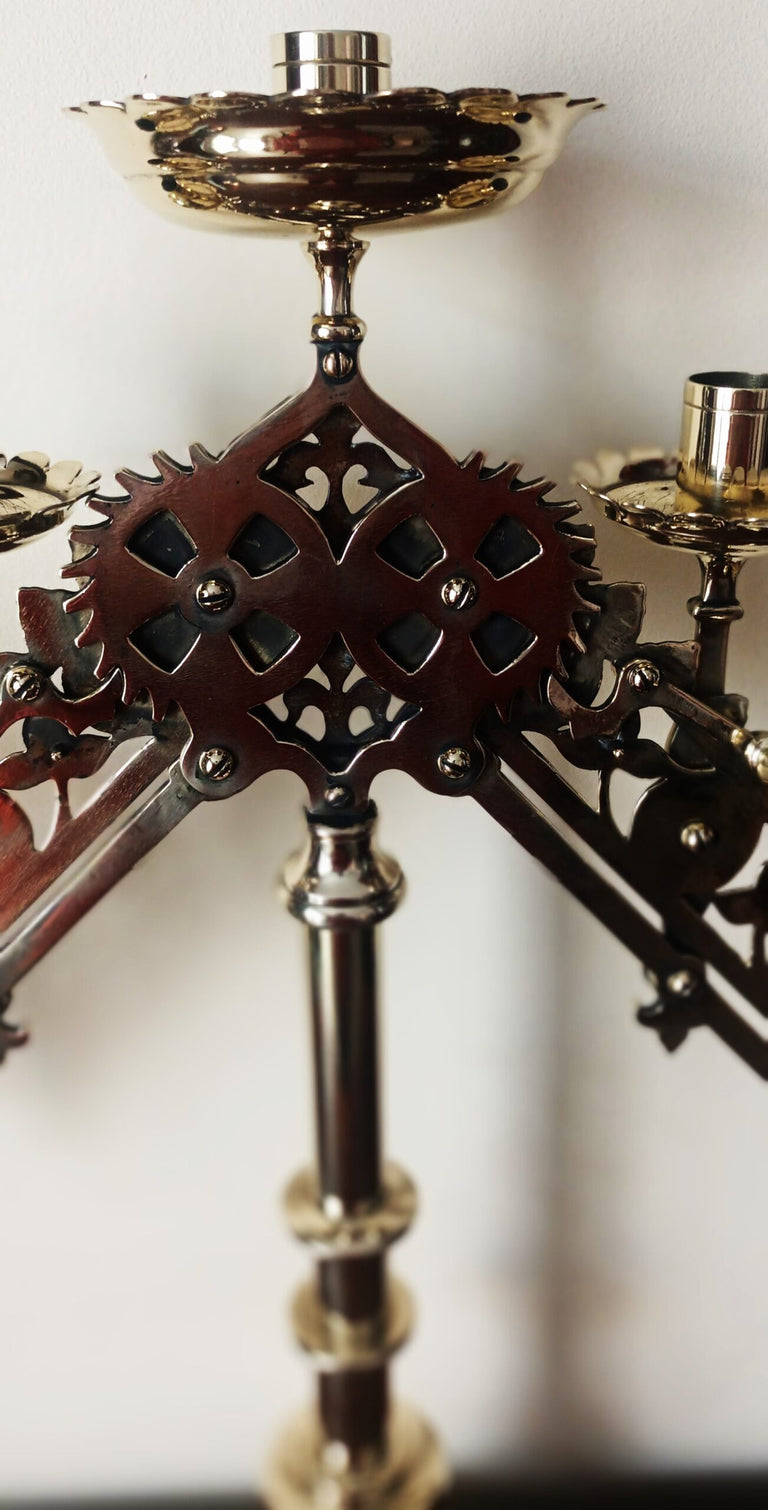 Antique Victorian Articulated Brass Candelabra