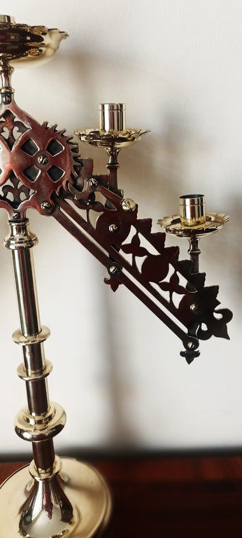 Antique Victorian Articulated Brass Candelabra