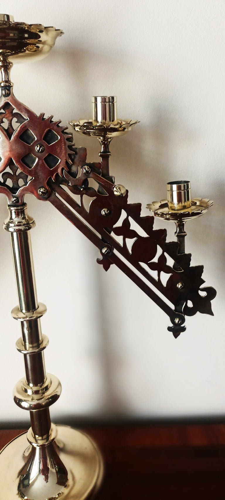 Antique Victorian Articulated Brass Candelabra