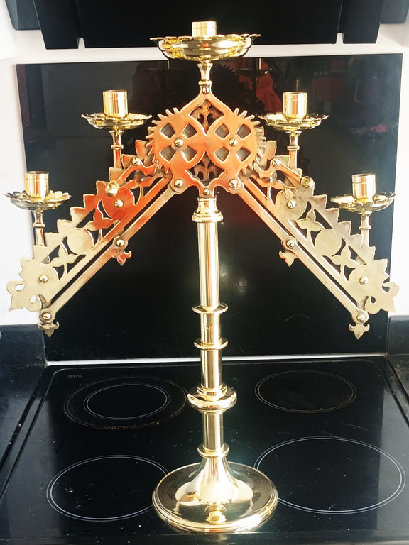 Antique Victorian Articulated Brass Candelabra