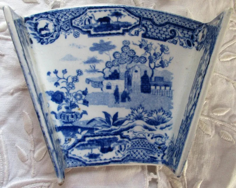 Antique Georgian Blue & White Transfer Pottery Asparagus Server ~ Spode