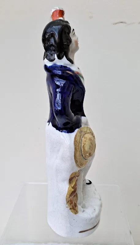 Pair of Antique English Victorian Staffordshire Pottery Theatrical  Figures ~ 