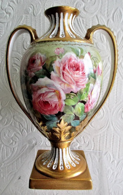 Hand-Painted & Gilded Porcelain Vase ~ 