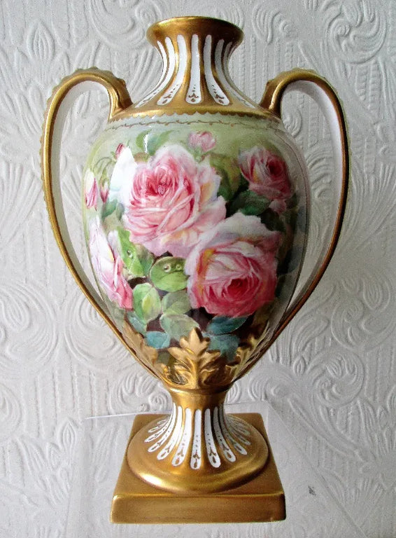 Hand-Painted & Gilded Porcelain Vase ~ 