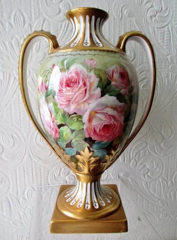 Hand-Painted & Gilded Porcelain Vase ~ 