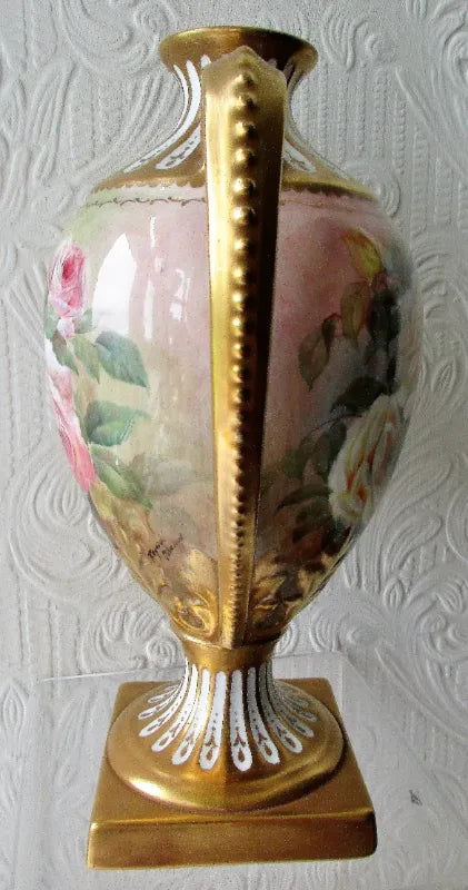 Hand-Painted & Gilded Porcelain Vase ~ 