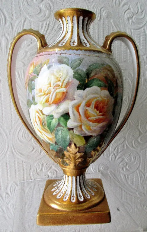 Hand-Painted & Gilded Porcelain Vase ~ 