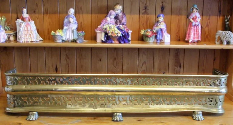 Antique English Victorian Pierced Brass Fender