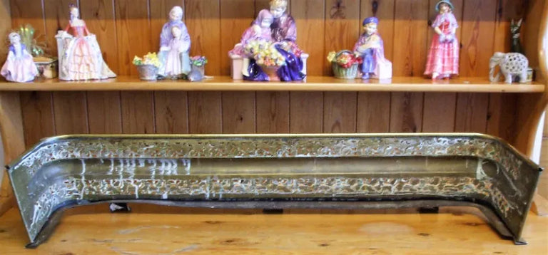 Antique English Victorian Pierced Brass Fender