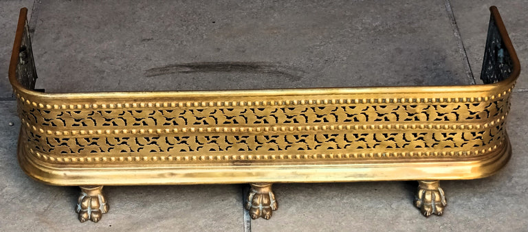 Antique English Victorian Pierced Brass Fender