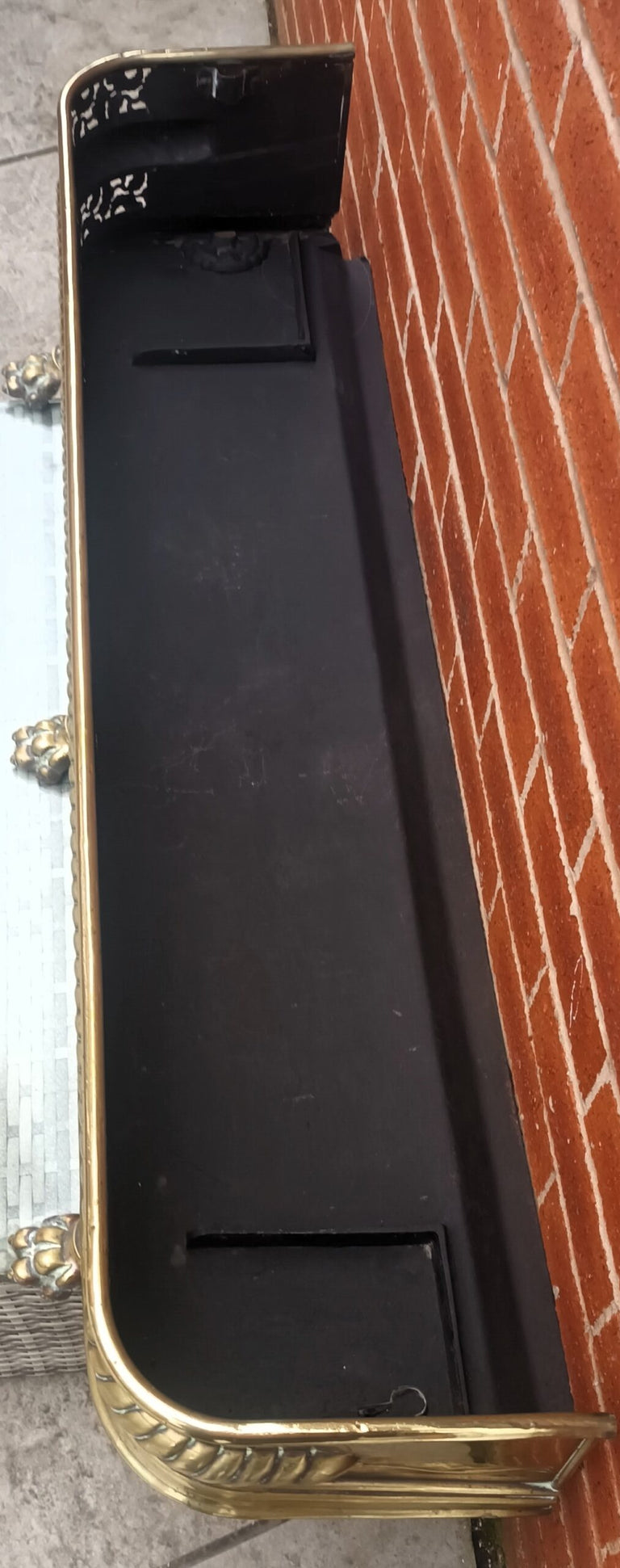 Antique English Victorian Pierced Brass Fender