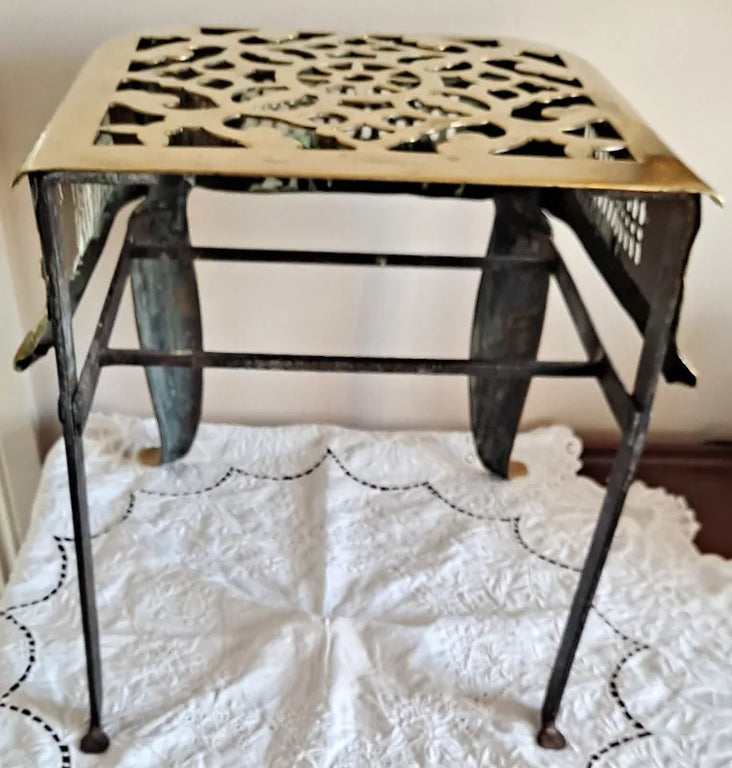 Antique English Victorian Brass & Steel Footman