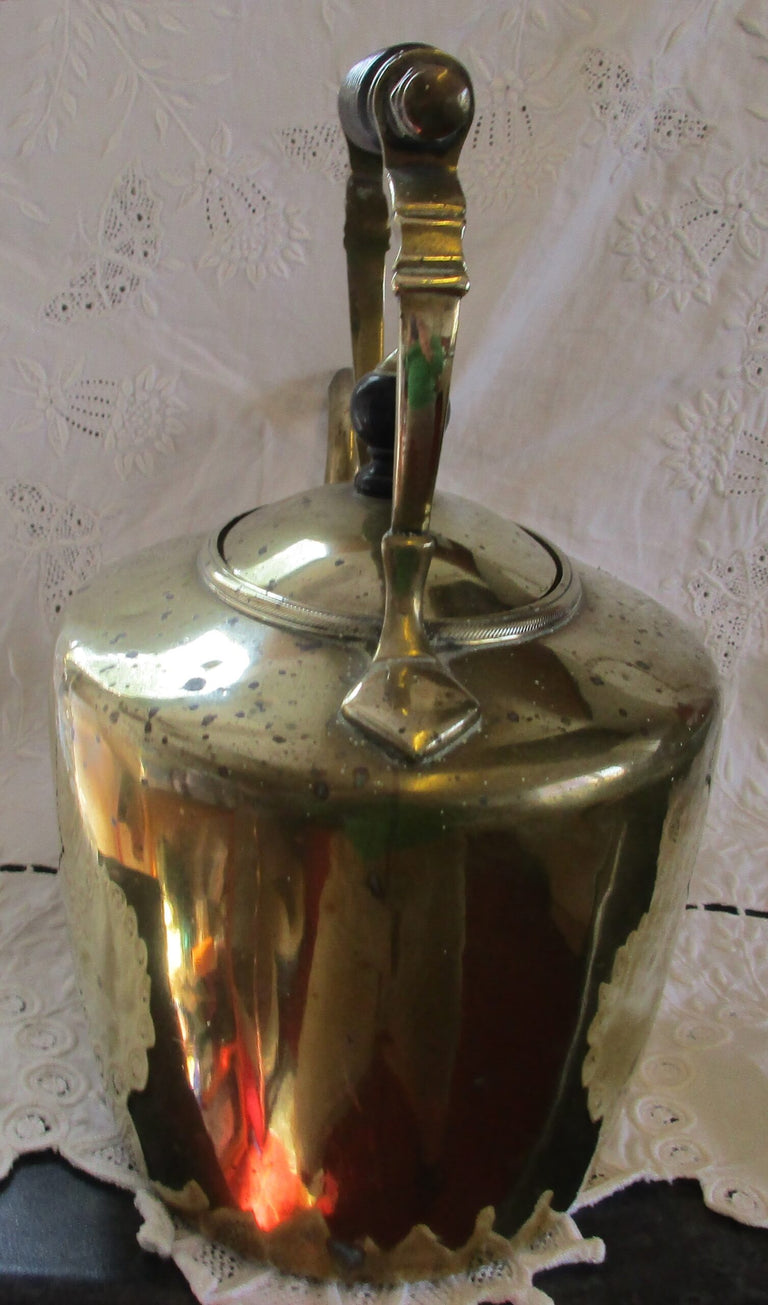 Antique English Georgian Brass Kettle ~ William Soutter & Sons