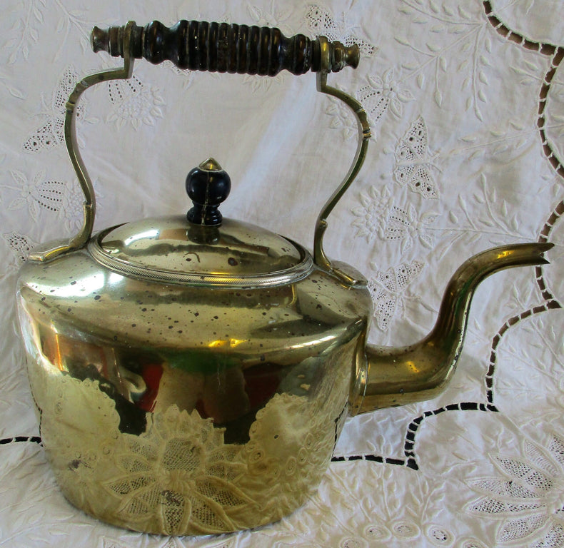 Antique English Georgian Brass Kettle ~ William Soutter & Sons