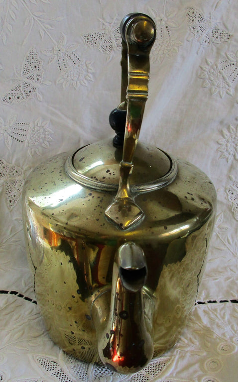 Antique English Georgian Brass Kettle ~ William Soutter & Sons