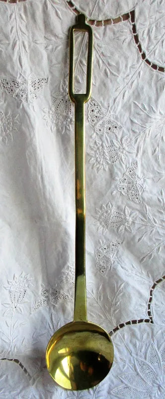 Antique English Victorian Brass Kitchen Ladle