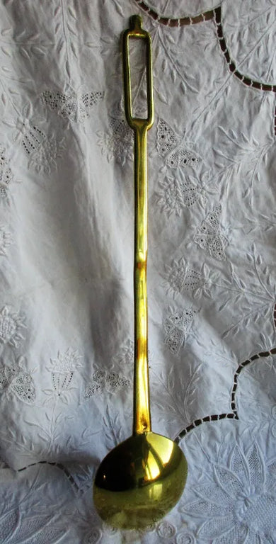 Antique English Victorian Brass Kitchen Ladle